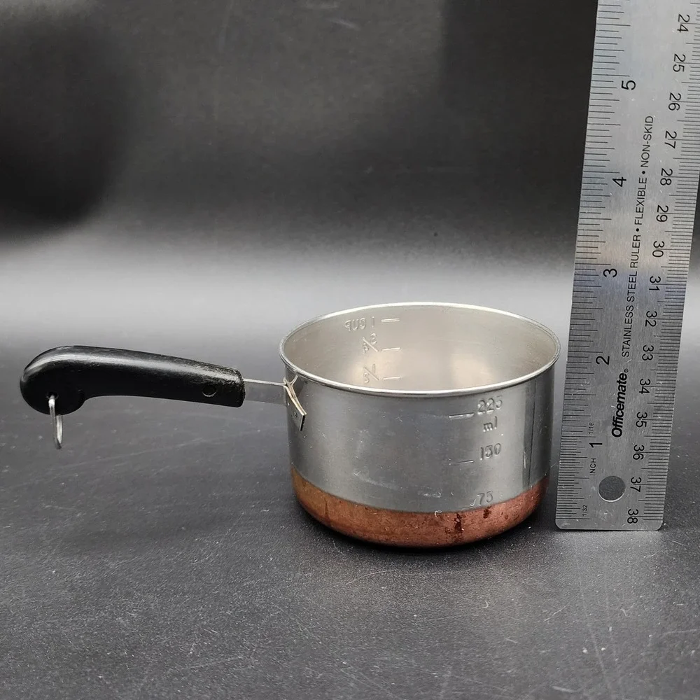 Revere Ware 1 Cup Silver Copper Bottom Mini Measuring Pot Vintage Kitchen Decor